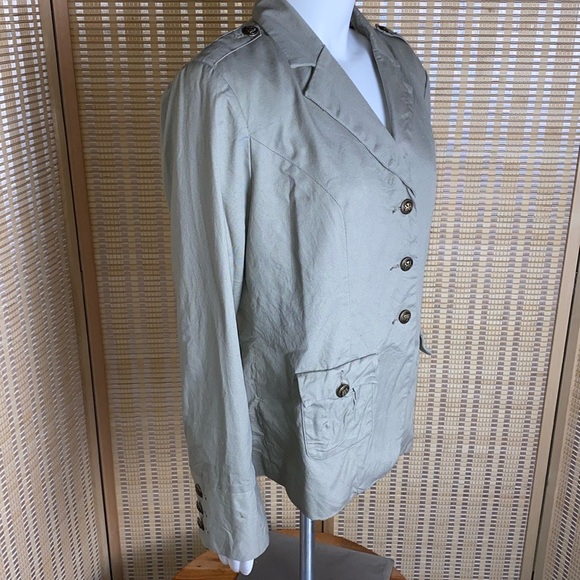 🔷Twiggy London Military Style Khaki Cotton Jacket Size Large - Picture 4 of 7